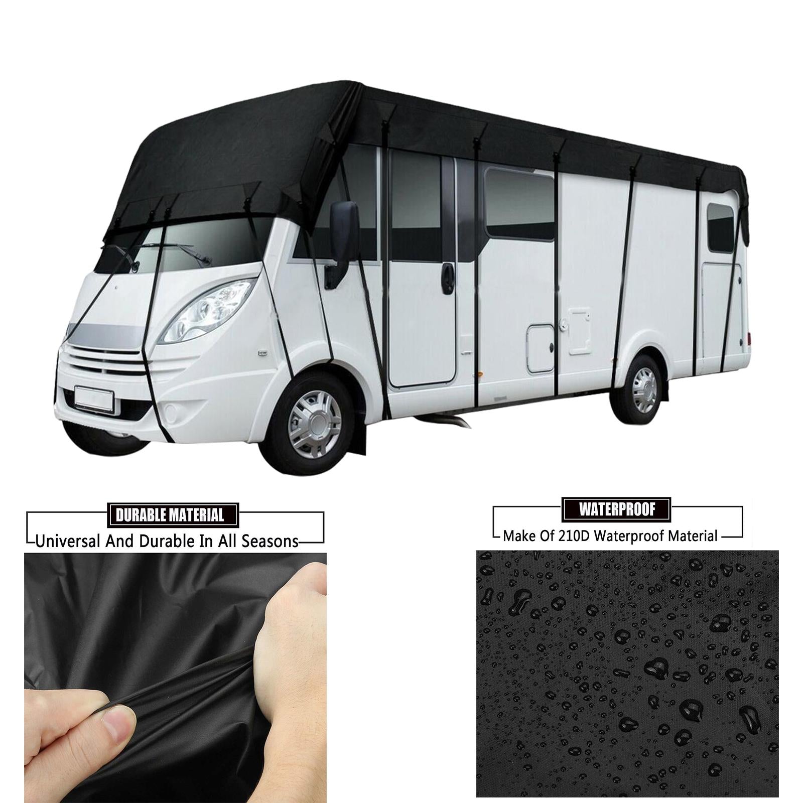 Portable RV Roof Cover Water Motorhome Tarpaulin Protective Wind Collapsible Dust for Travel Trailers 8.5m x