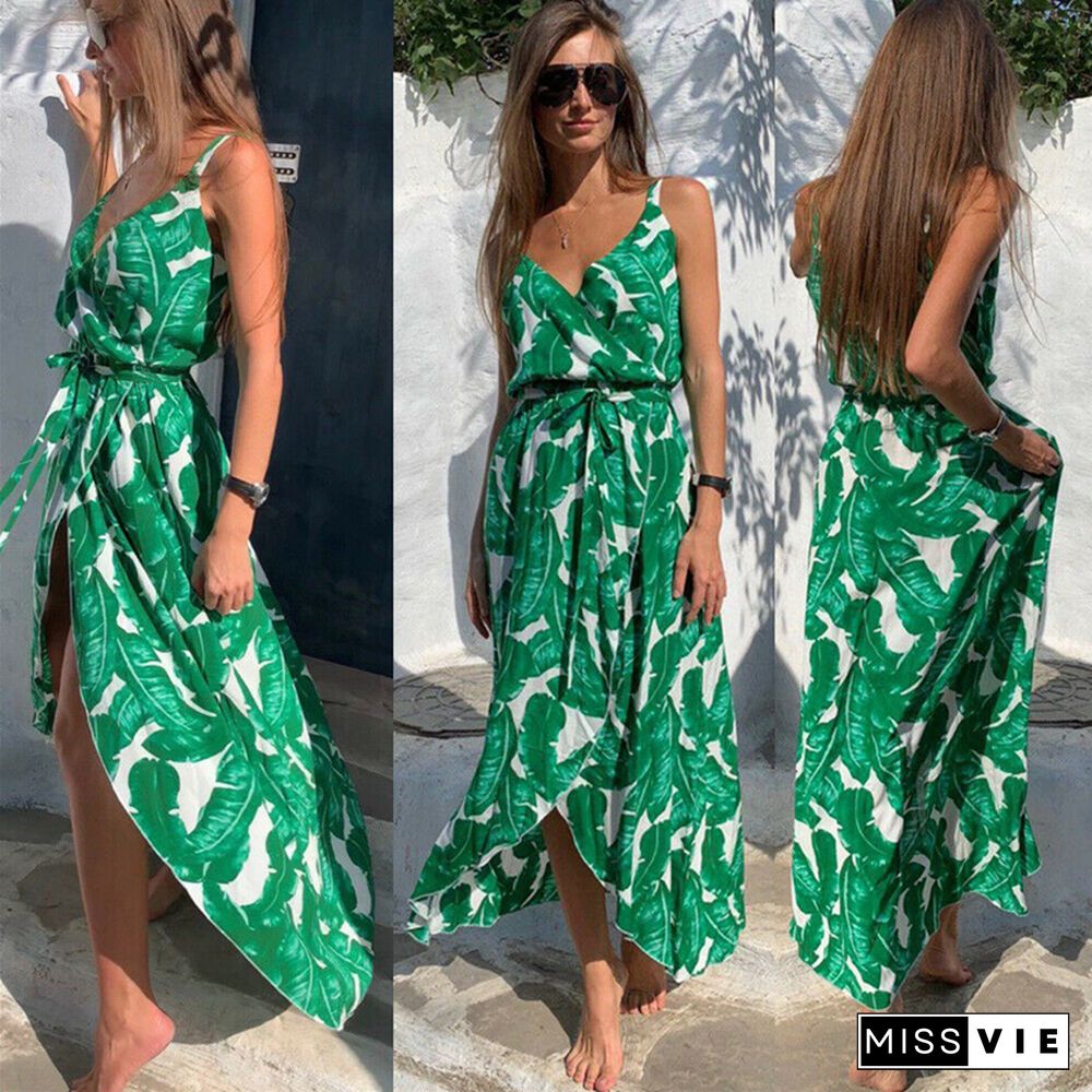 Fashion Women Dress Summer Boho Long Maxi Dress Evening Party Beach Sundress Split Ladies Dresses Woman Clothes Dresses