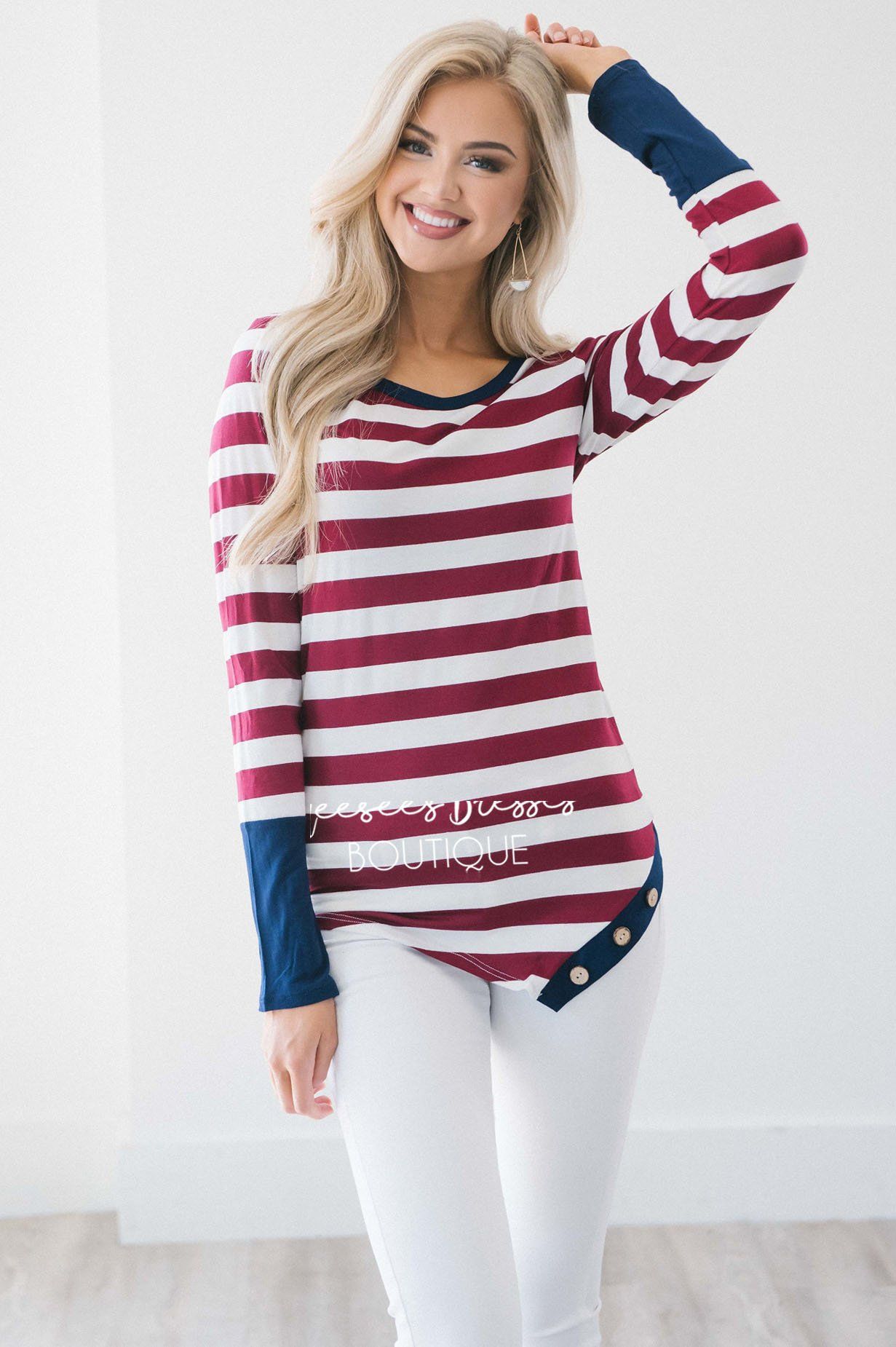 Cutie Stripes & Buttons Top