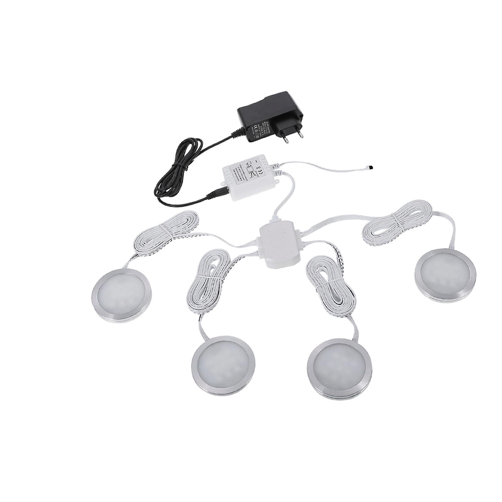 4pcs Slim Round Shape Rgb Led Under Cabinet Light Kit Smd5050 Puck Lamp Color-changing Dimmable Brightness Adjustable With Remote Control For Kitchen