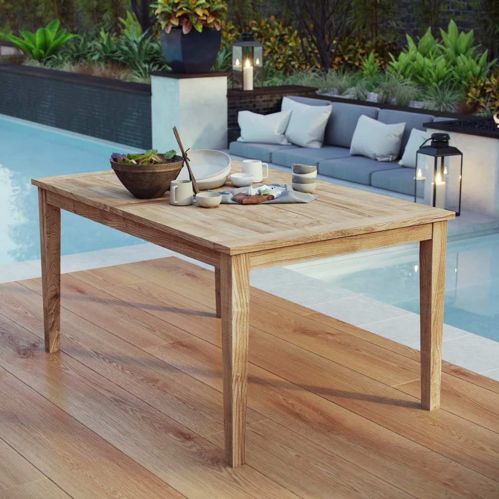 Marina Outdoor Patio Teak Dining Table by Modway   Transitional   Outdoor Dining Tables   by Homesquare  Houzz