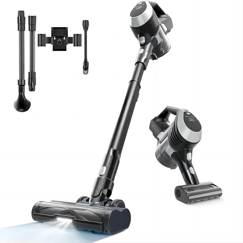 JEREMY CASS Bagged Cordless Stick Vacuum with HEPA Filter and Large LED Display