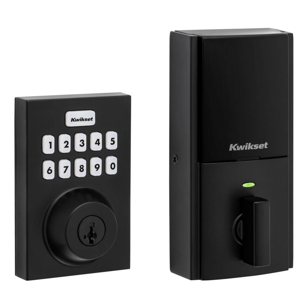 Kwikset Home Connect 620 Keypad 869 Contemporary Matte Black Connected Smart Lock Deadbolt with Z-Wave-700 Feat SmartKey 869HC620CNZ7514