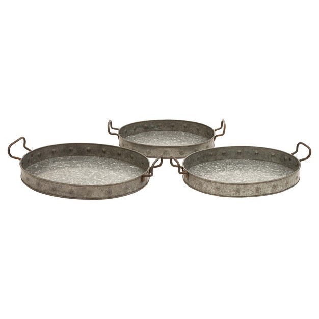 Farmhouse Iron Serving Tray Set Gray 3pk Olivia amp May