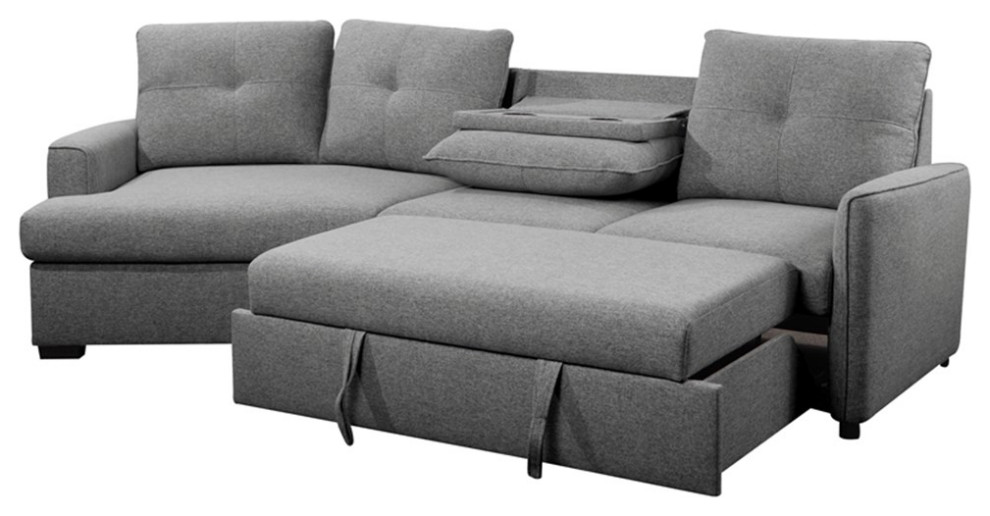 Primo International Elroy 2 Piece Wood with Right Cuddler in Gray   Transitional   Sleeper Sofas   by Homesquare  Houzz