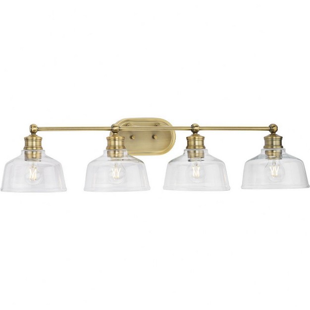 Progress Lighting Singleton 4 light Vanity Fixture Vintage Brass Clear Glass