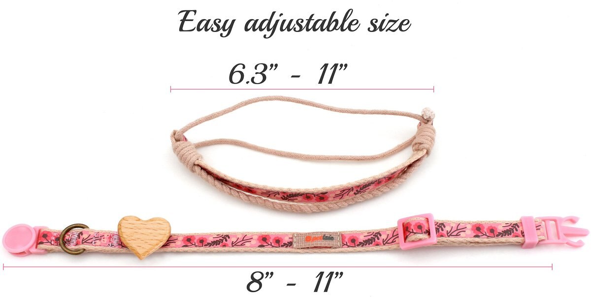 Pettsie Heart Cotton Breakaway Cat Collar with Friendship Bracelet