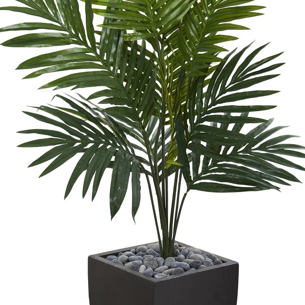 4.5ft Artificial Kentia Palm Tree In Black Wash Planter - Nearly Natural