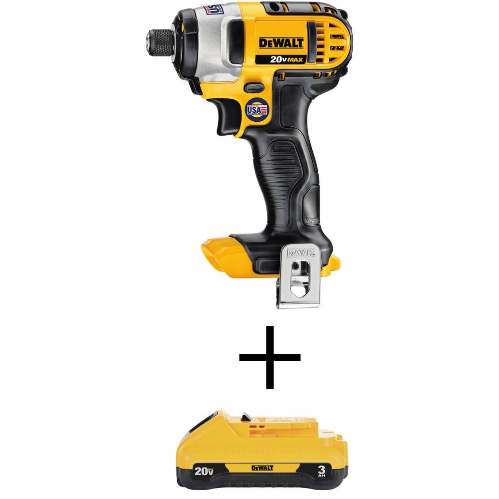 DW 20V MAX Lithium-Ion Cordless 14 in. Impact Driver with 20V MAX 3.0 Ah Compact Lithium-Ion Battery Pack DCF885BWDCB230