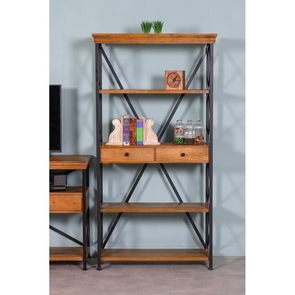 Dakota Wood Metal Tall Etagere Bookshelf