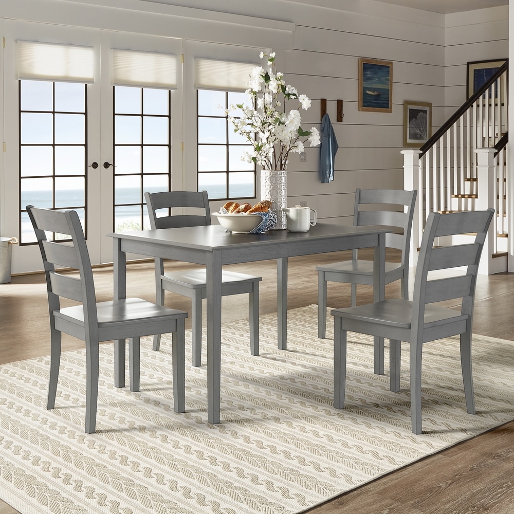 Wilmington II 48 Inch Rectangular Antique Grey 5 Piece Dining Set by iNSPIRE Q Classic