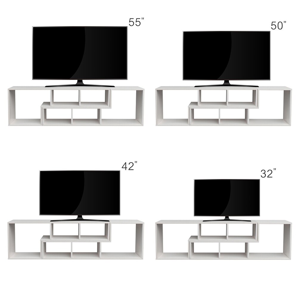 Double L Shaped TV Stand Entertainment Center Display Shelf