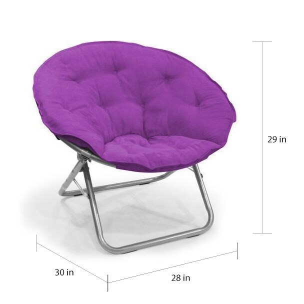 Purple Microsuede/Metal Large Contemporary Saucer Chair