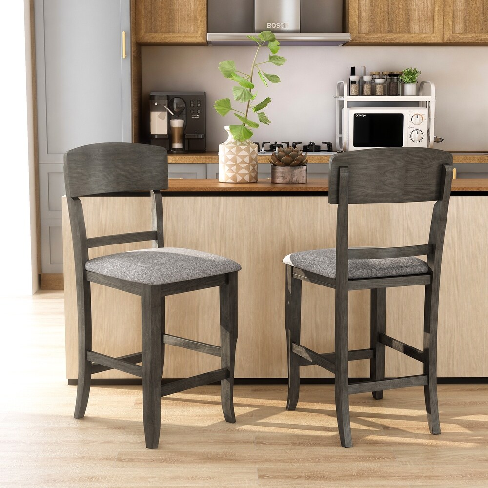 Drov Farmhouse Wood Padded Counter Height Chairs by Furniture of America (Set of 2)