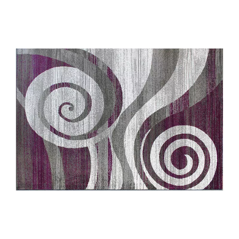 Masada Rugs Masada Rugs Stephanie Collection 5'x7' Area Rug with Modern Contemporary Design 1103 in Purple， Gray， White and Black