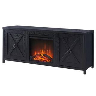 MeyerCross Granger 58 in. Black TV Stand Fits TV's up to 65 in. with Log Fireplace Insert TV1092