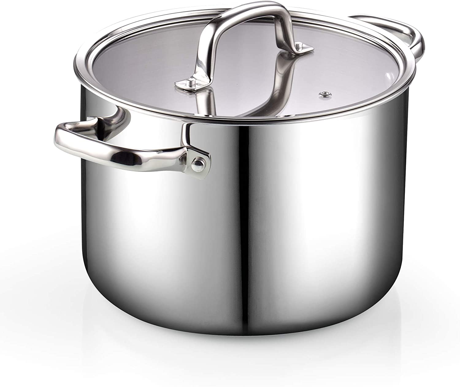 Cook N Home 02681 Tri-Ply Clad Stainless Steel Stockpot with Lid， 8 Quart， silver