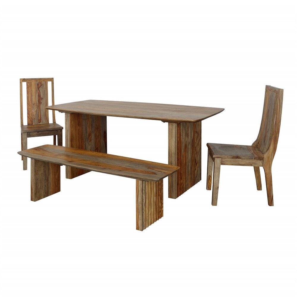 Charlie Midcentury Solid Sheesham Rectangle Dining Table