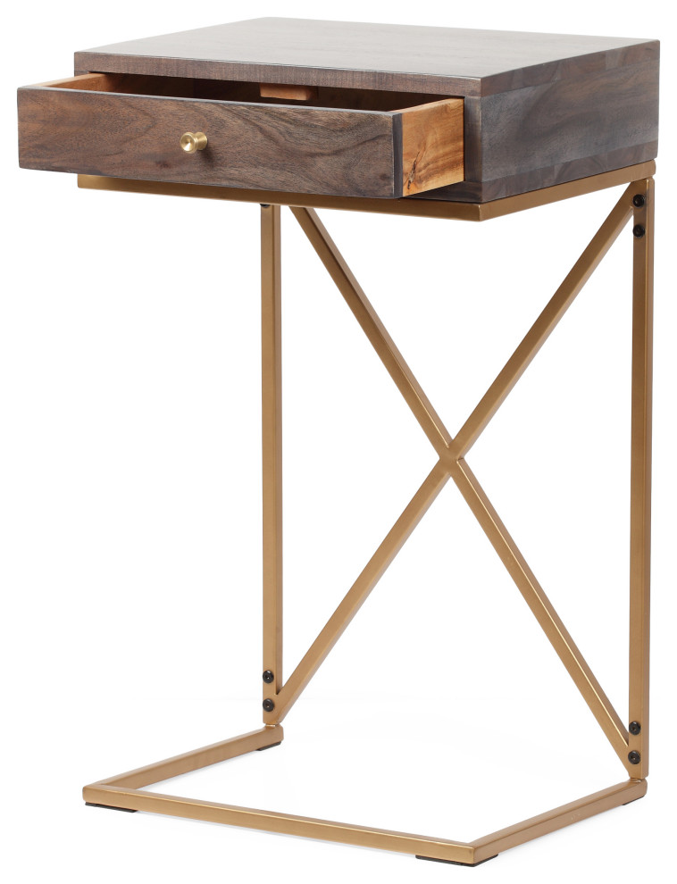 Darke Rustic Glam Handcrafted Acacia Wood C Shaped Side Table   Contemporary   Side Tables And End Tables   by GDFStudio  Houzz