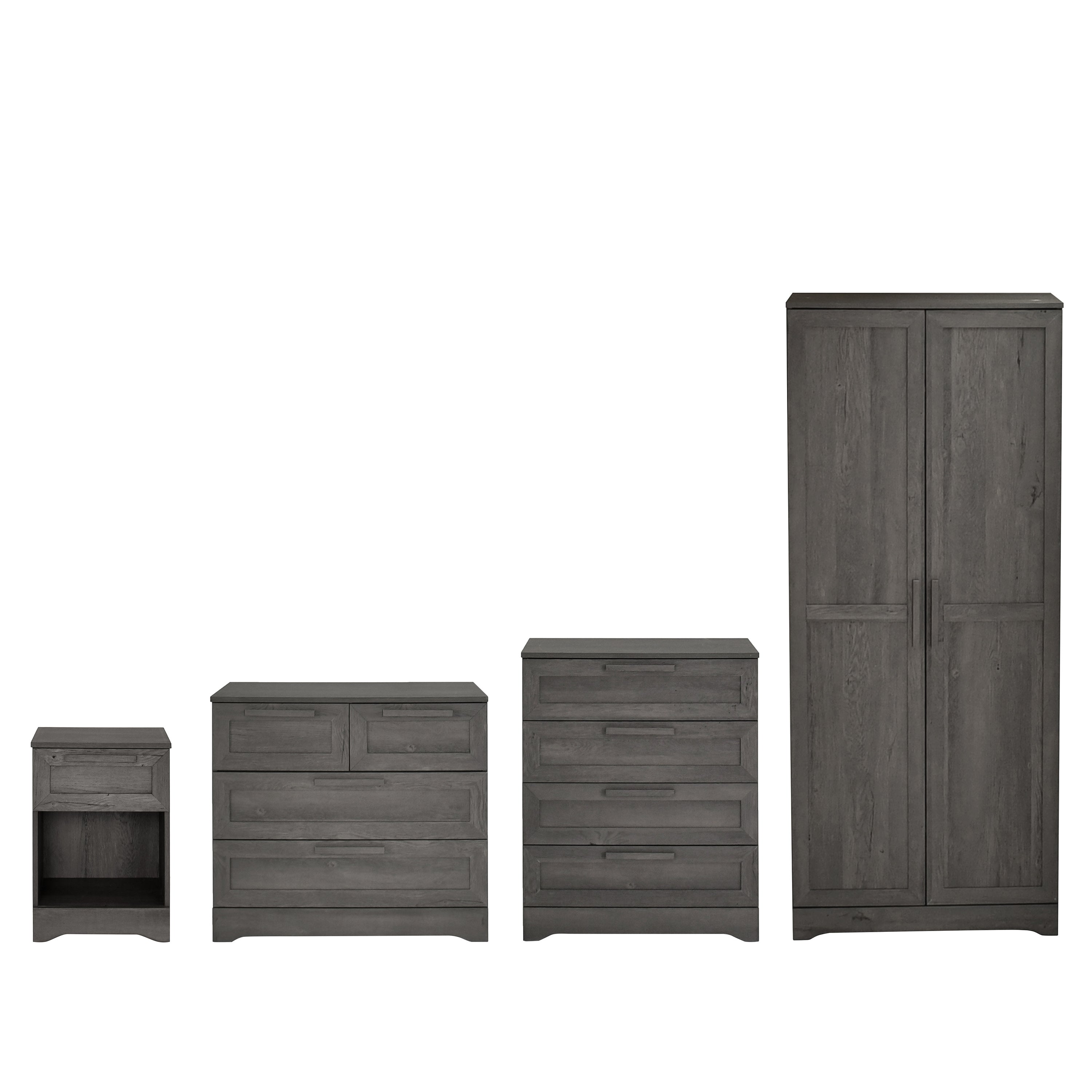 Broxon Rustic 5 Piece 1 Drawer Nightstand Bedroom Set