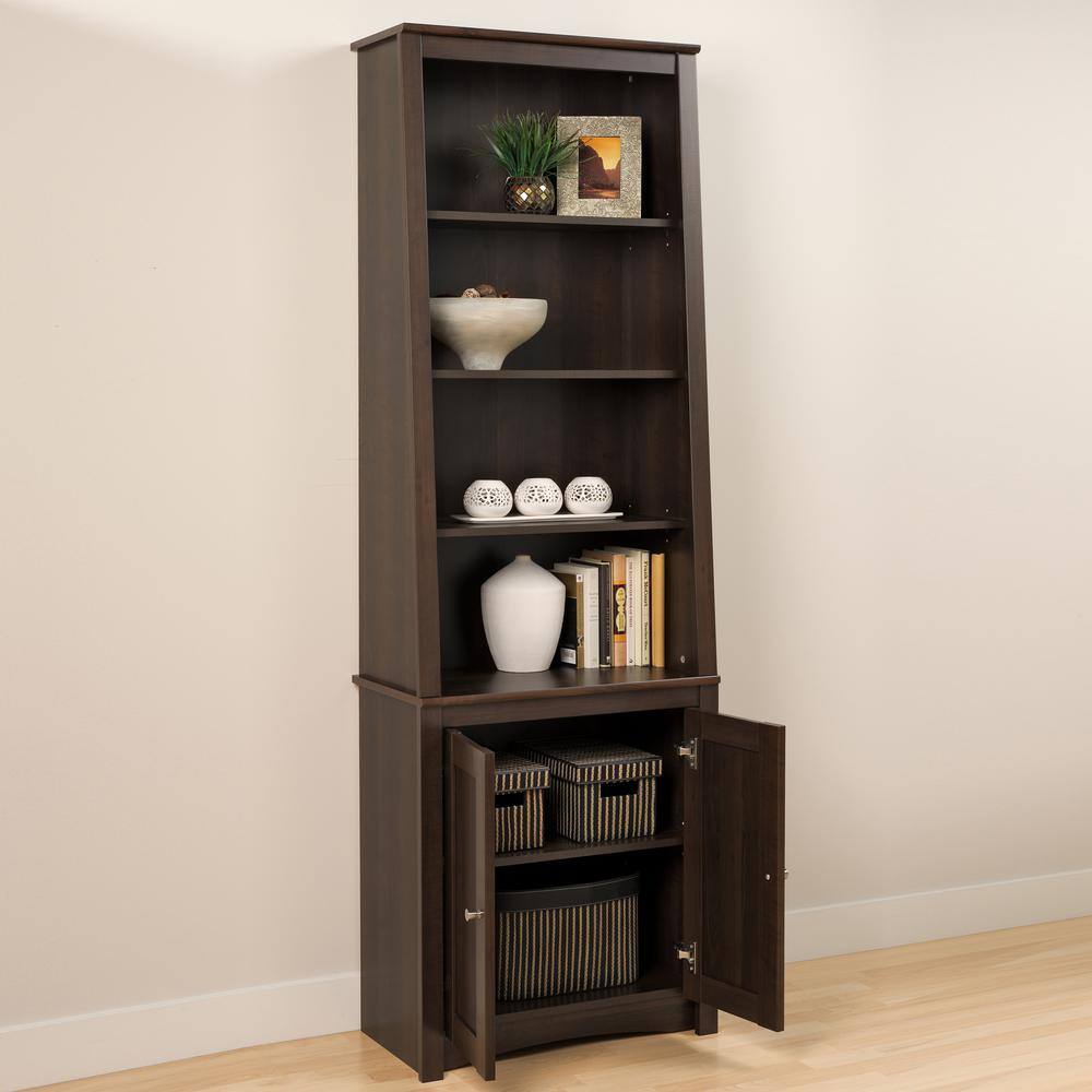 Prepac 80 in. Espresso Wood 4-shelf Standard Bookcase with Doors ESBH-0002-1