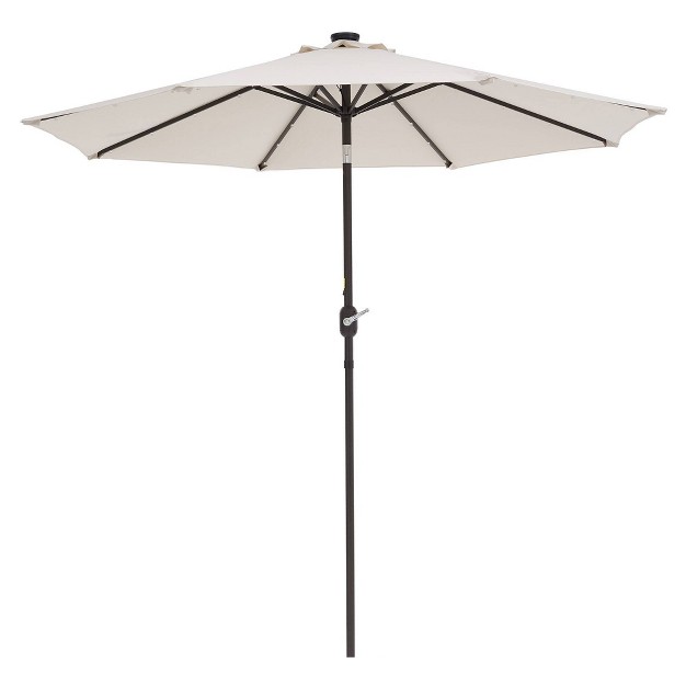 9 x27 X 9 x27 Solar Led Patio Umbrella With Tilt Adjustment And Crank Lift Beige Wellfor