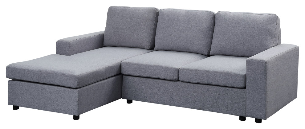 Newlyn Light Gray Linen Reversible Sectional Sofa Chaise   Transitional   Sectional Sofas   by Lilola Home  Houzz