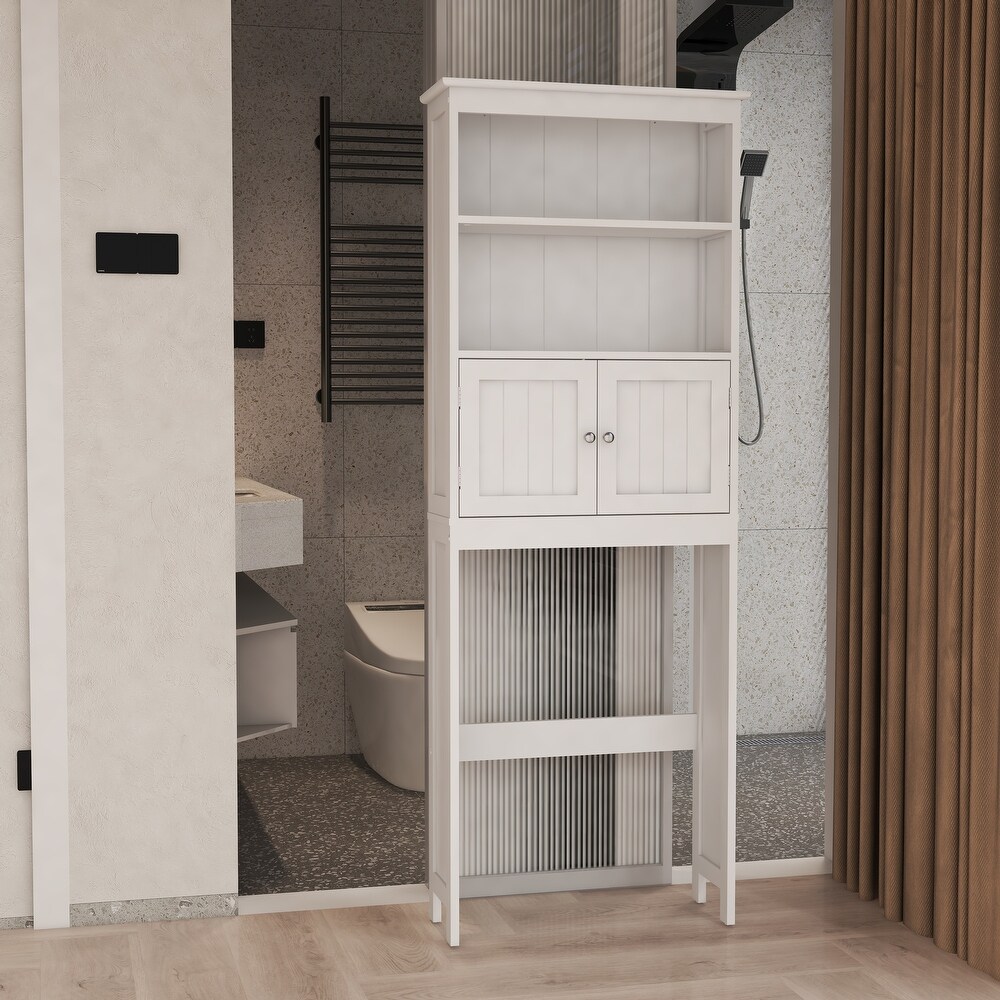 Over The Toilet Bathroom Storage Cabinet with 2 Doors  Shelf