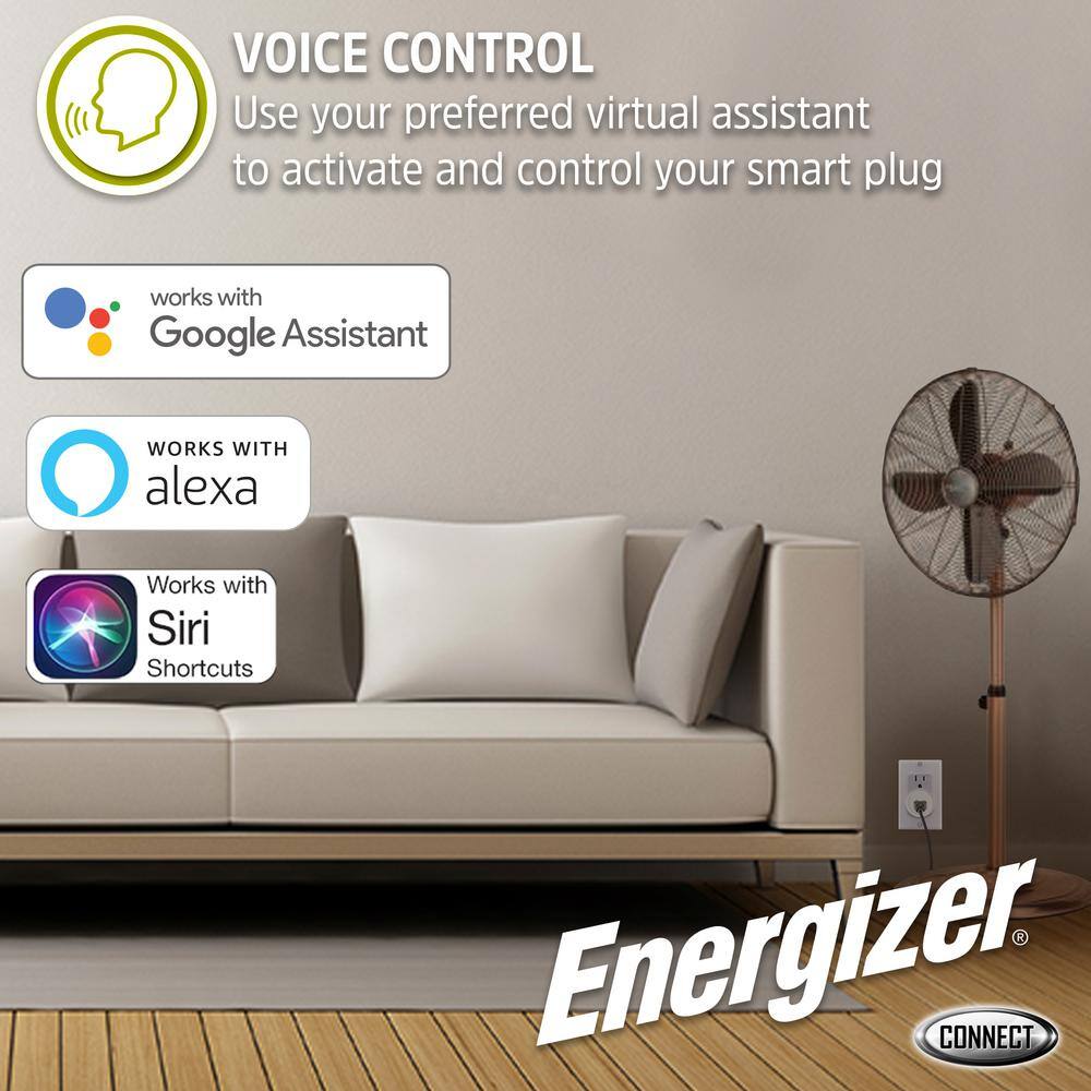 Energizer Wi-Fi Powered Smart Plug Compatible with Alexa and Google Assistant Voice Control Remote Mobile Access (2-Pack) EIX3-1003-PP2