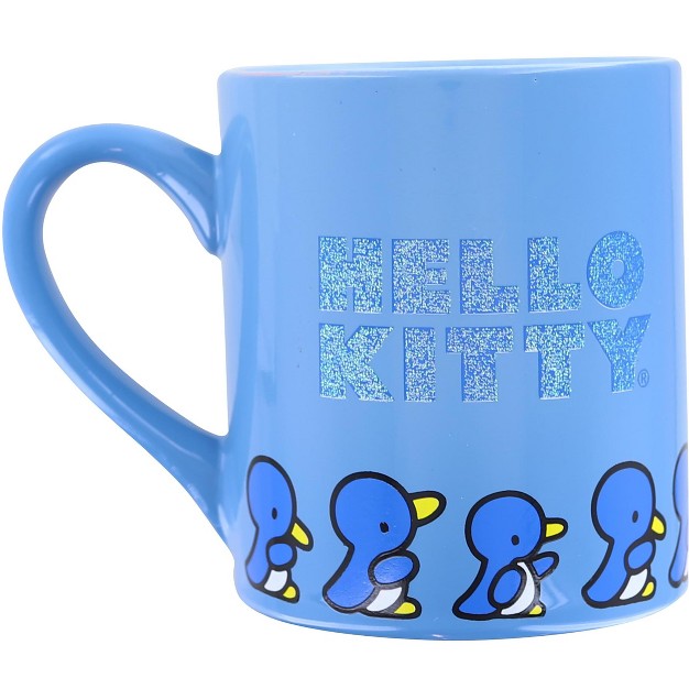 Silver Buffalo Sanrio Hello Kitty Blue Sparkles Ceramic Mug Holds 14 Ounces