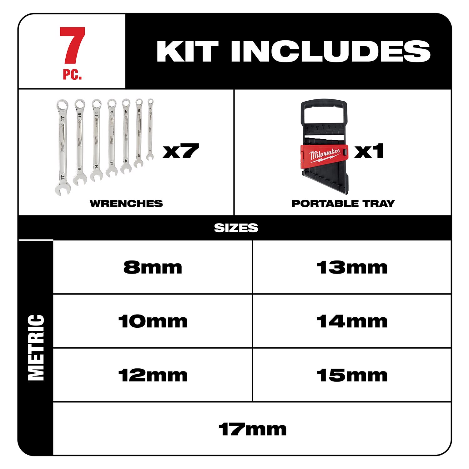 MW Max Bite Metric Combination Wrench Set 12 in. L 7 pc