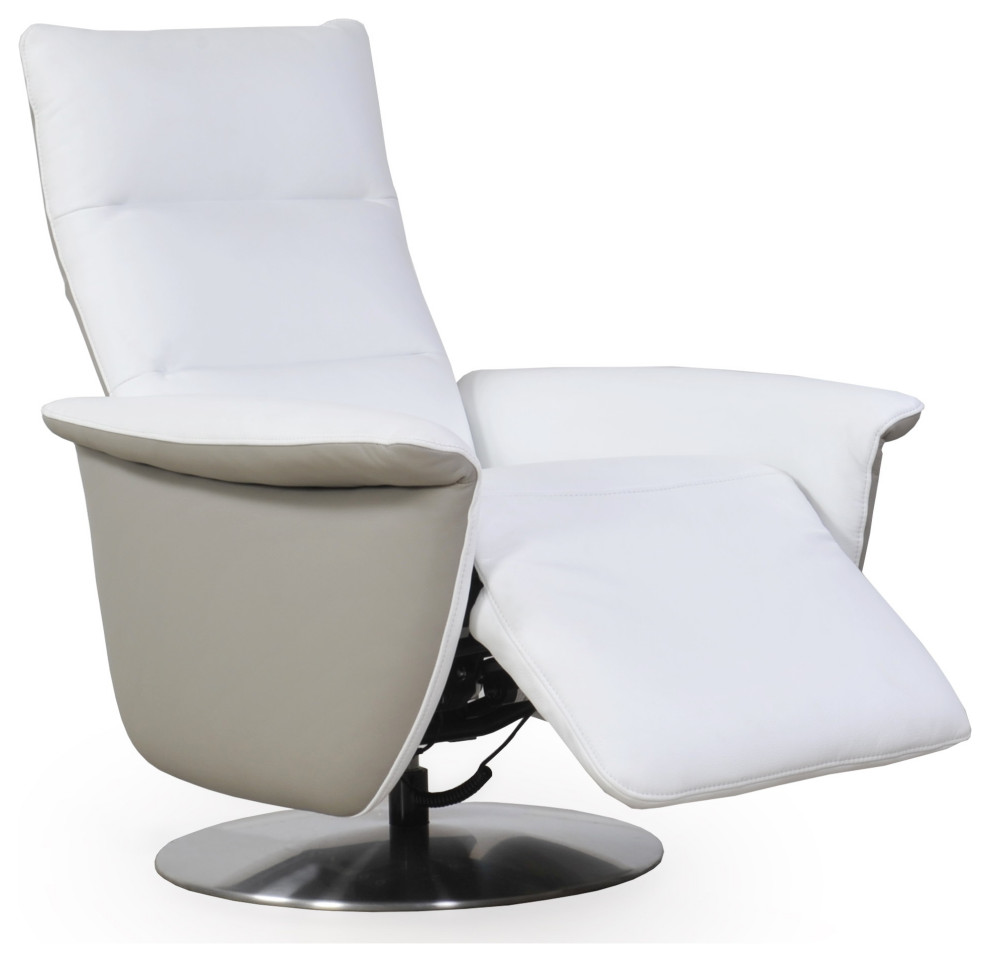 Oslo Dual Full Leather Motion Recliner in White   Contemporary   Recliner Chairs   by Moroni  Houzz