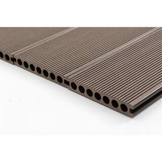 Kahomvis 910 in. x 5-45 in. x 7.2 ft. Embossing Brown Wood Plastic Composite Decorative Floor Decking Board 5-Piece Set Yea-LKD0-142