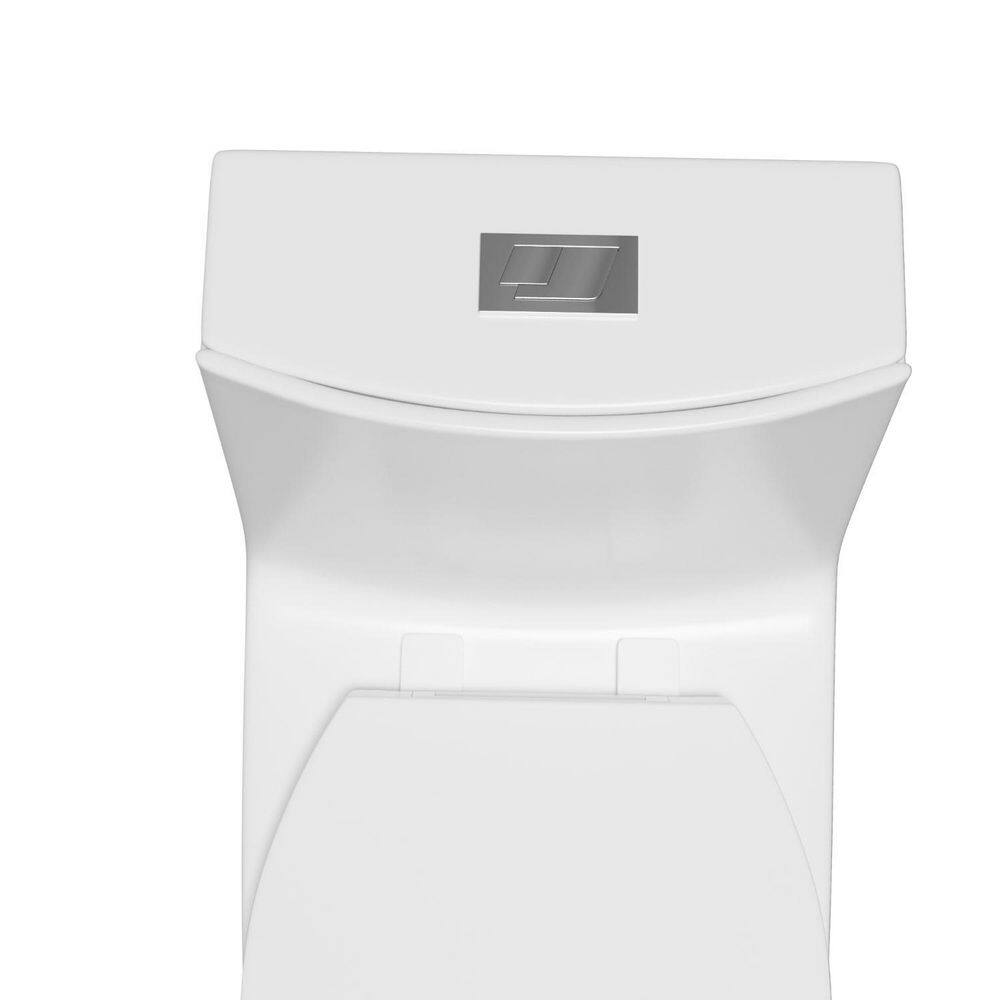 BTCSTAR Rough in 12 in. 1-piece 1.6 GPF Dual Flush Elongated High Efficiency Toilet in Glossy White Slow Closed Seat Included BTCMTL0912WH