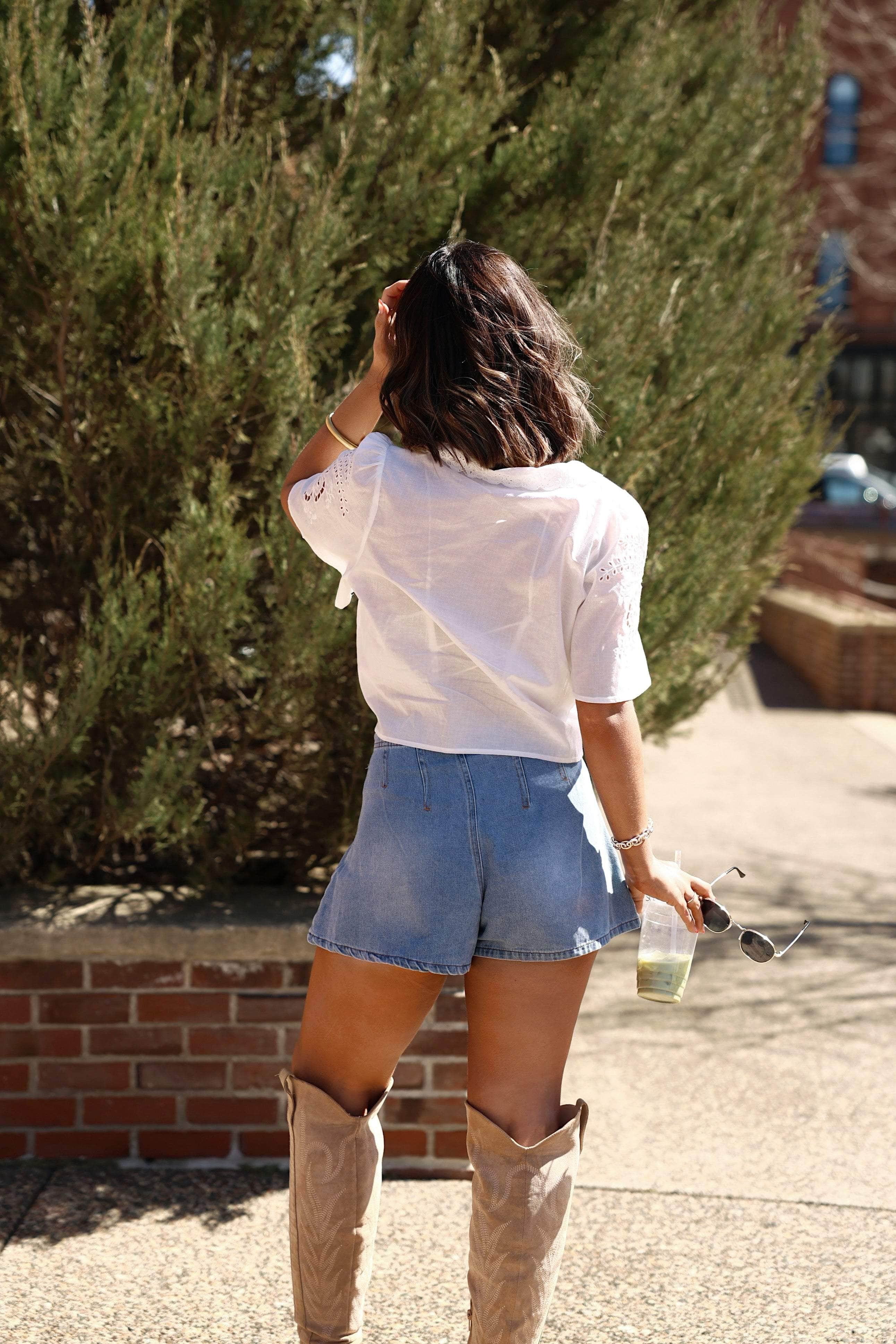 White Embroidered Eyelet Top
