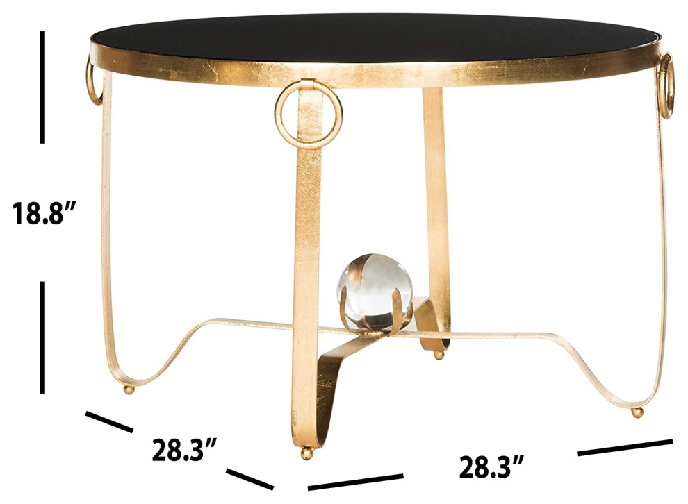 Elegant Coffee Table  Leaf Gold Finished Base and Round Black Tempered Glass Top   Contemporary   Coffee Tables   by Decor Love  Houzz