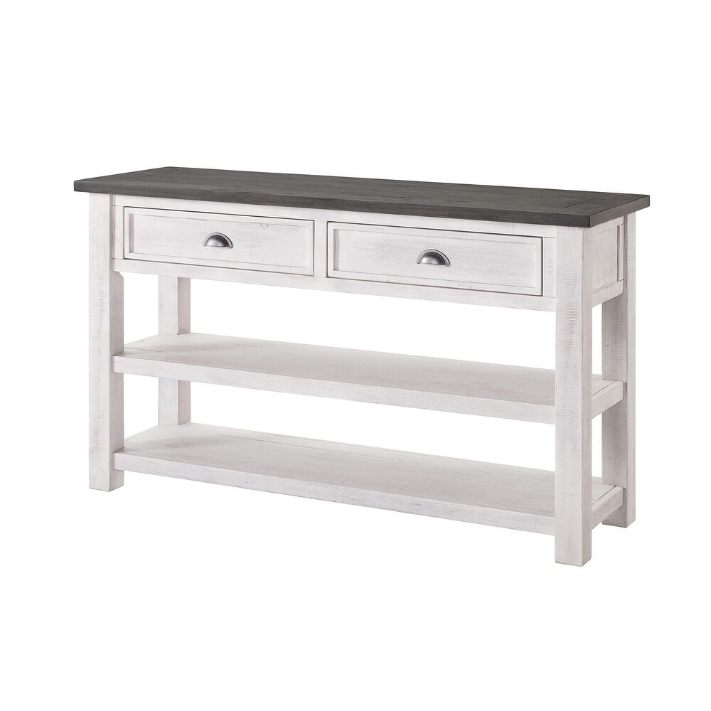 Monterey Solid Wood Sofa Console Table White with Grey Top