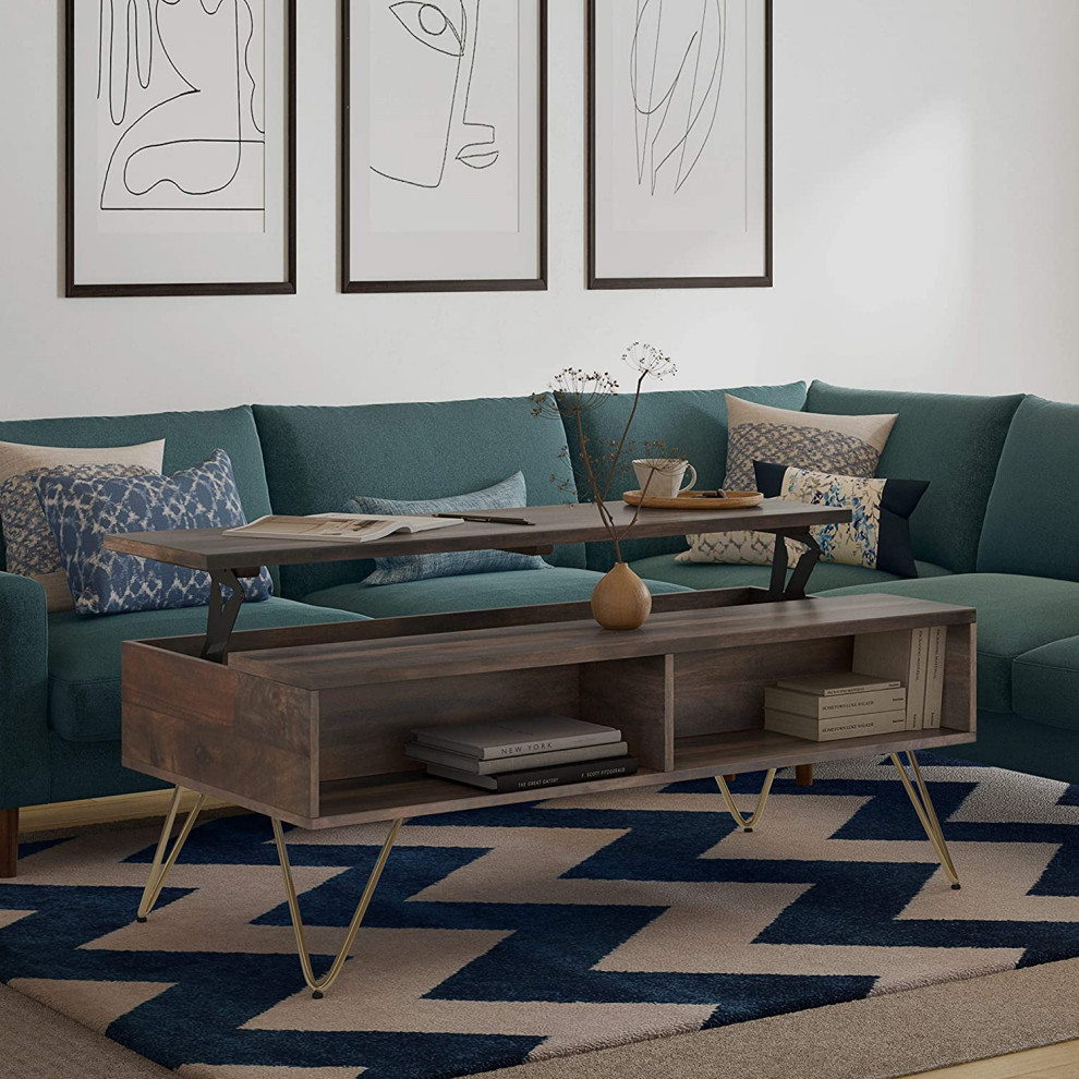 Industrial Contemporary Coffee Table  Hairpin Legs and Top With Lift Up Function   Contemporary   Coffee Tables   by Declusia  Houzz