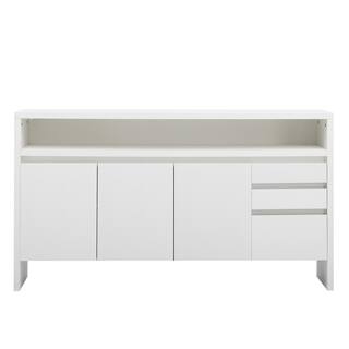 60 in. W x 15 in. D x 34 in. H White MDF Ready to Assemble Comtemporary Kitchen Storage Cabinet with 3 Drawers mnjwyfarmsink5