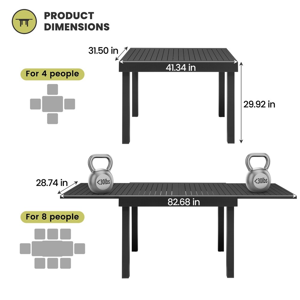 Outdoor Rectangle Extendable Dining Table by Crestlive Products   28.74\