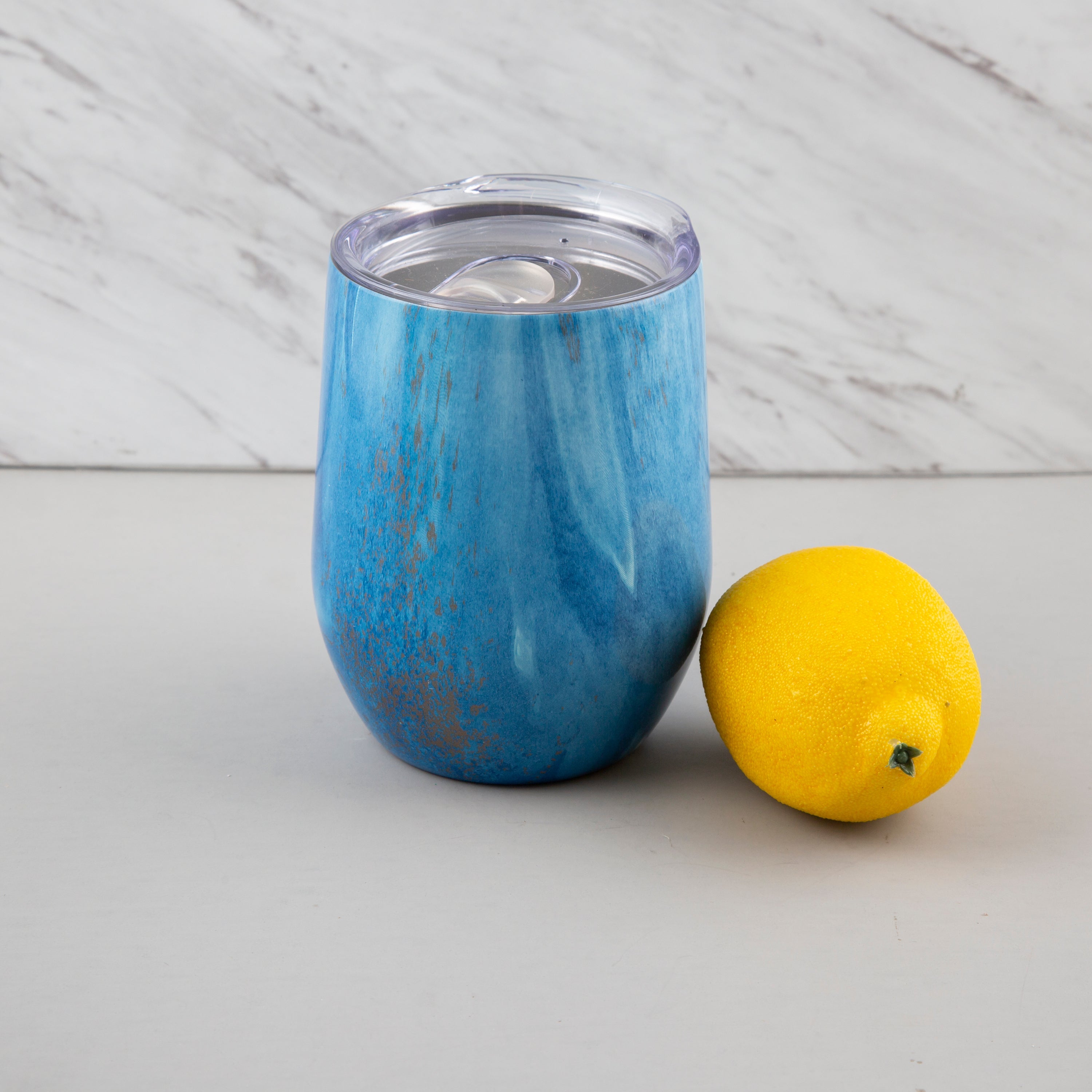 12 Oz Blue Agate Insulated Wine Tumblers, Set Of 2