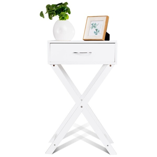 Costway 2 PCS Nightstand X-Shape Drawer Accent side End Table Modern