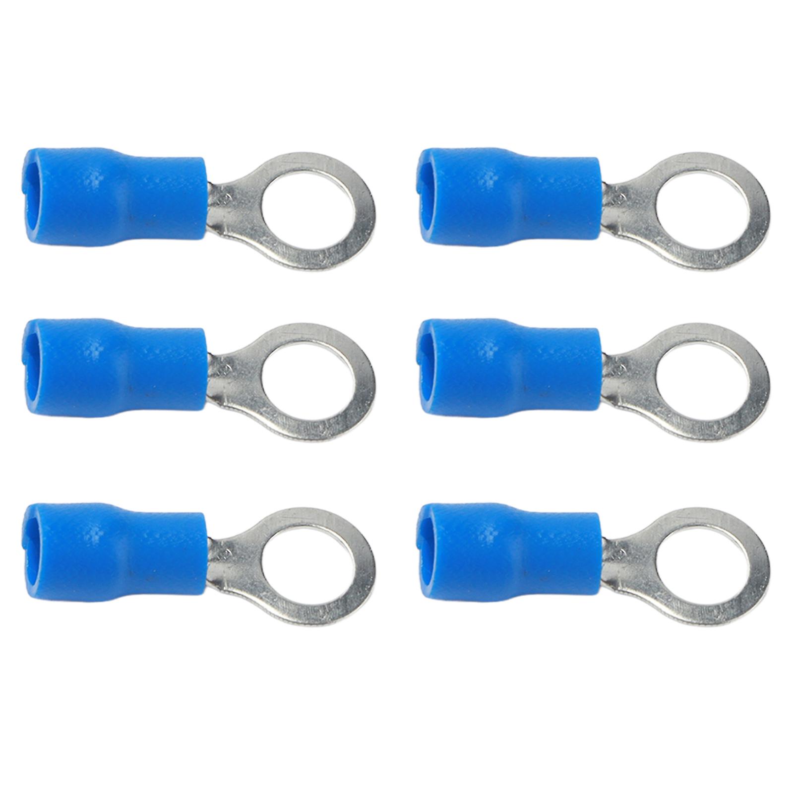 100pcs Pre Insulated Ring Crimp Terminals Copper Pvc Wire Connector For Machinery Awg 2216rv1.255 Blue