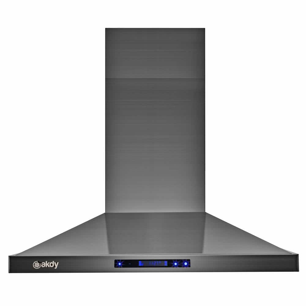 AKDY 30 in 343 CFM Convertible Wall Mount Black Stainless Steel Kitchen Range Hood with Touch Panel