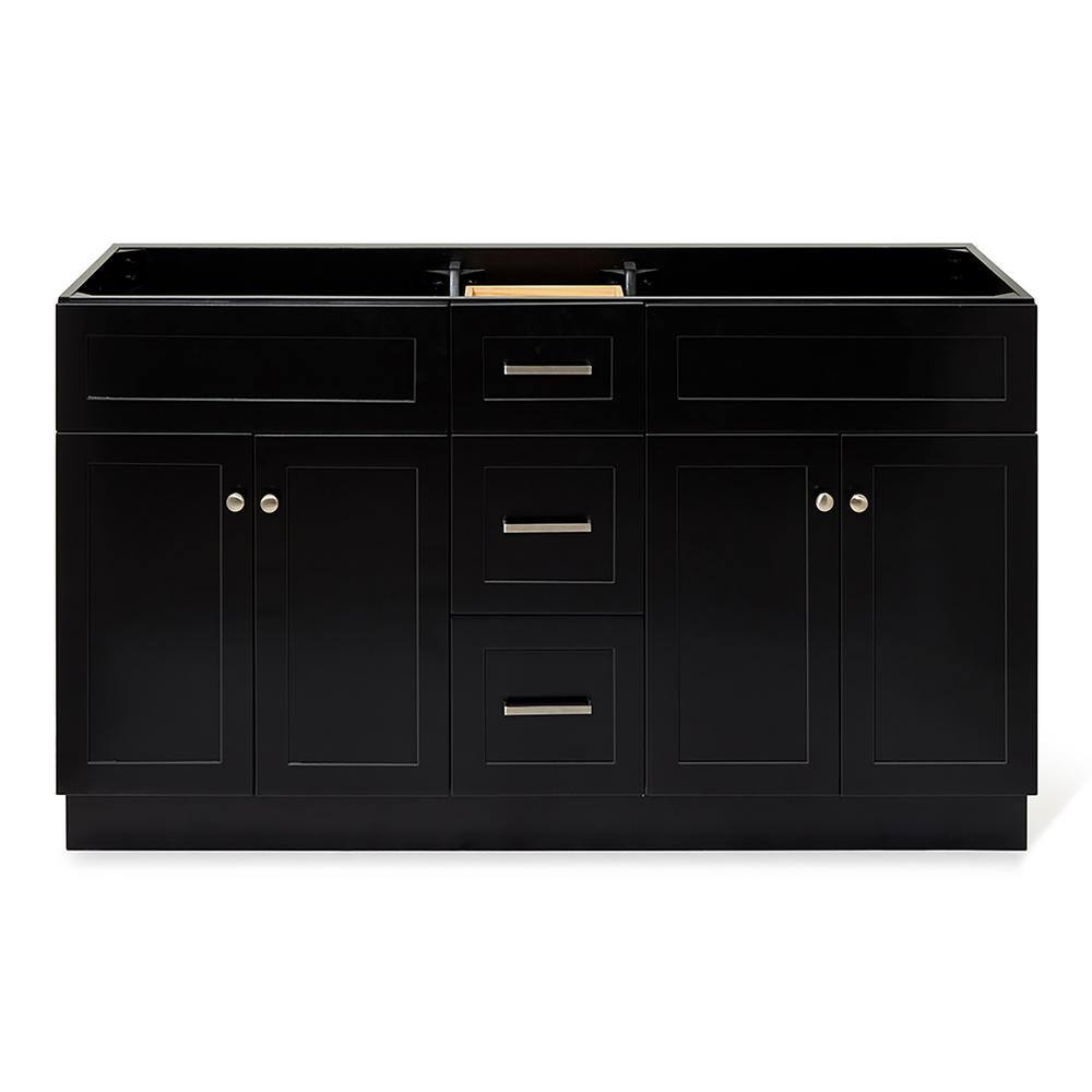 ARIEL Hamlet 60 in. W x 21.5 in. D x 34.5 in. H Bath Vanity Cabinet without Top in Black F060D-BC-BLK