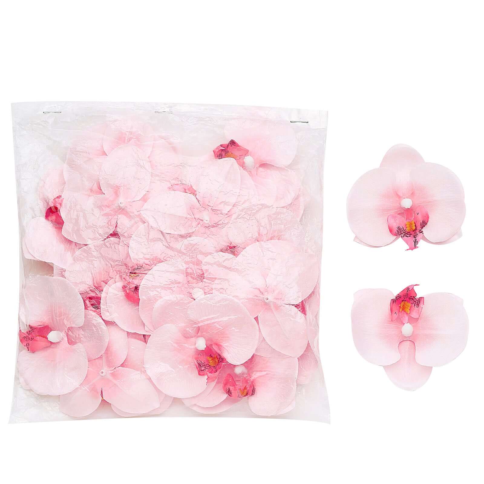 20 Flower Heads Pink Artificial Silk Orchids DIY Crafts 4