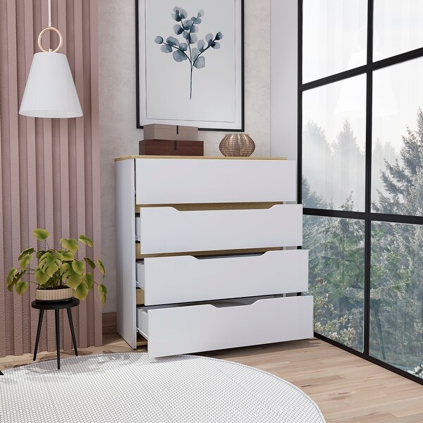 Contemporary Style 4-Drawers Dresser Chests for Bedroom， Superior Top， Modern Storage Dressers Organizer for Living Room - - 37828349