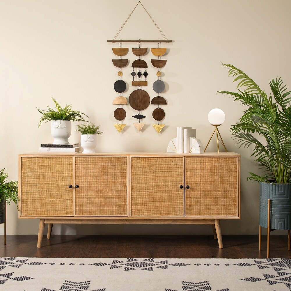 Wood  72X31 4Door Rattan Sideboard  Natural   Rectangular  31\