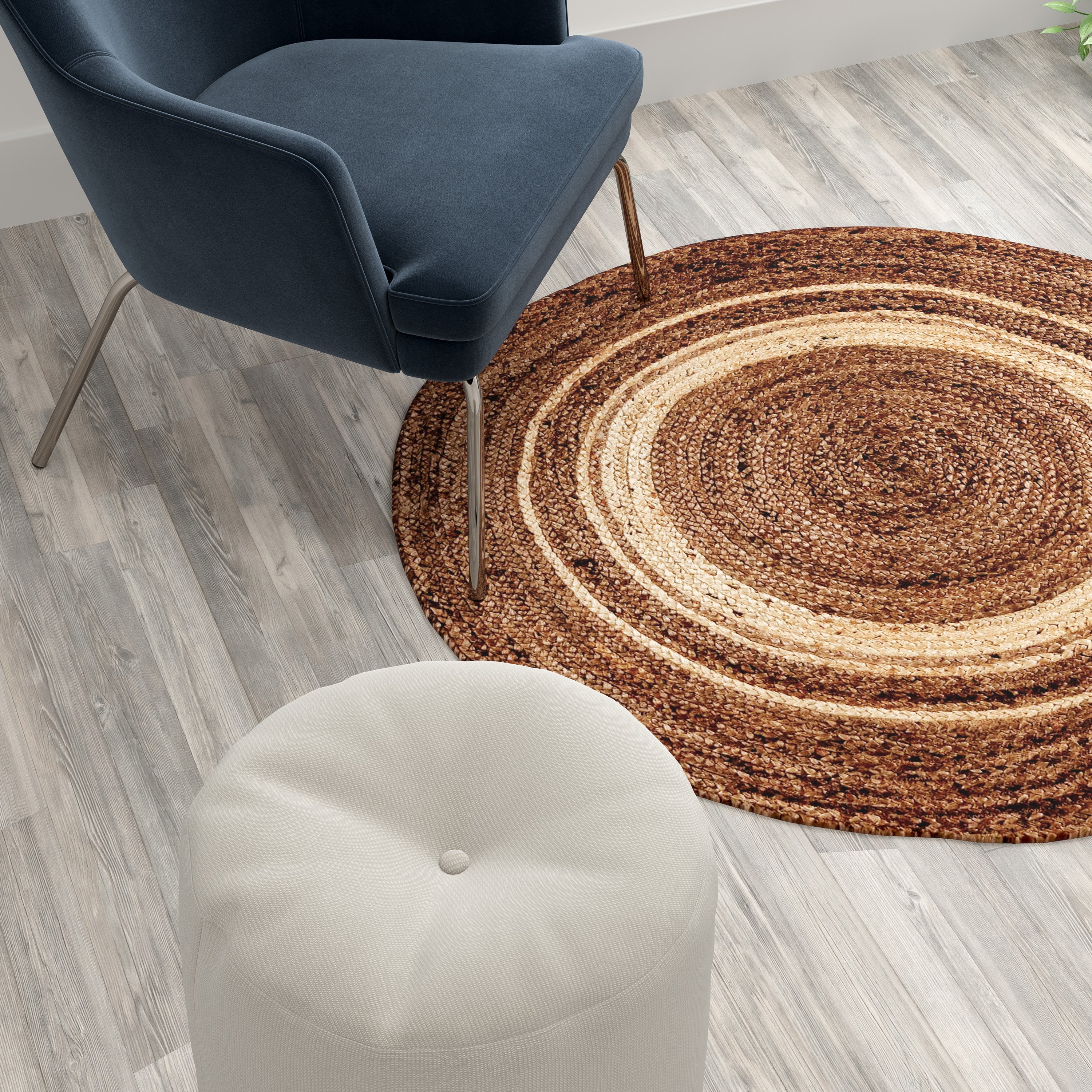 Flash Furniture Round Cottage Natural Area Rug, 4'