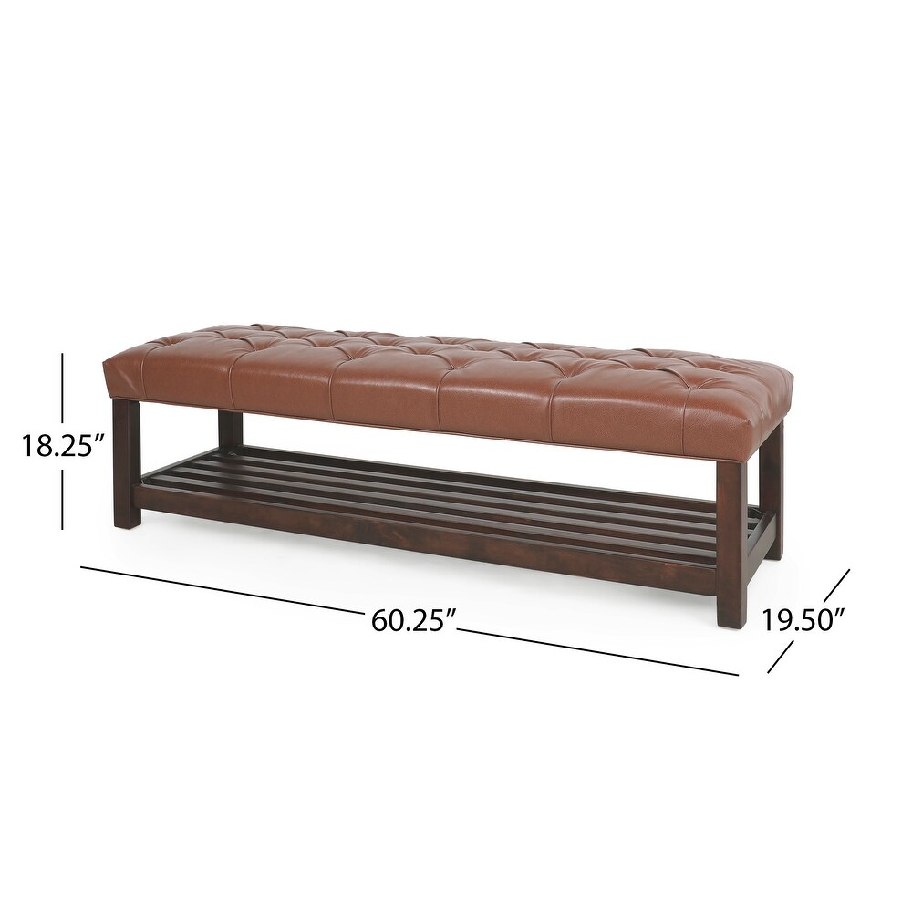 Roseland Contemporary Button Tufted Bench with Shelf by Christopher Knight Home